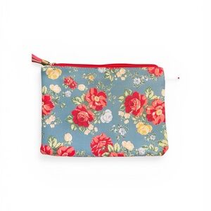 The Pioneer Women wristlet- Blue with Red Rose Print-NWOT
